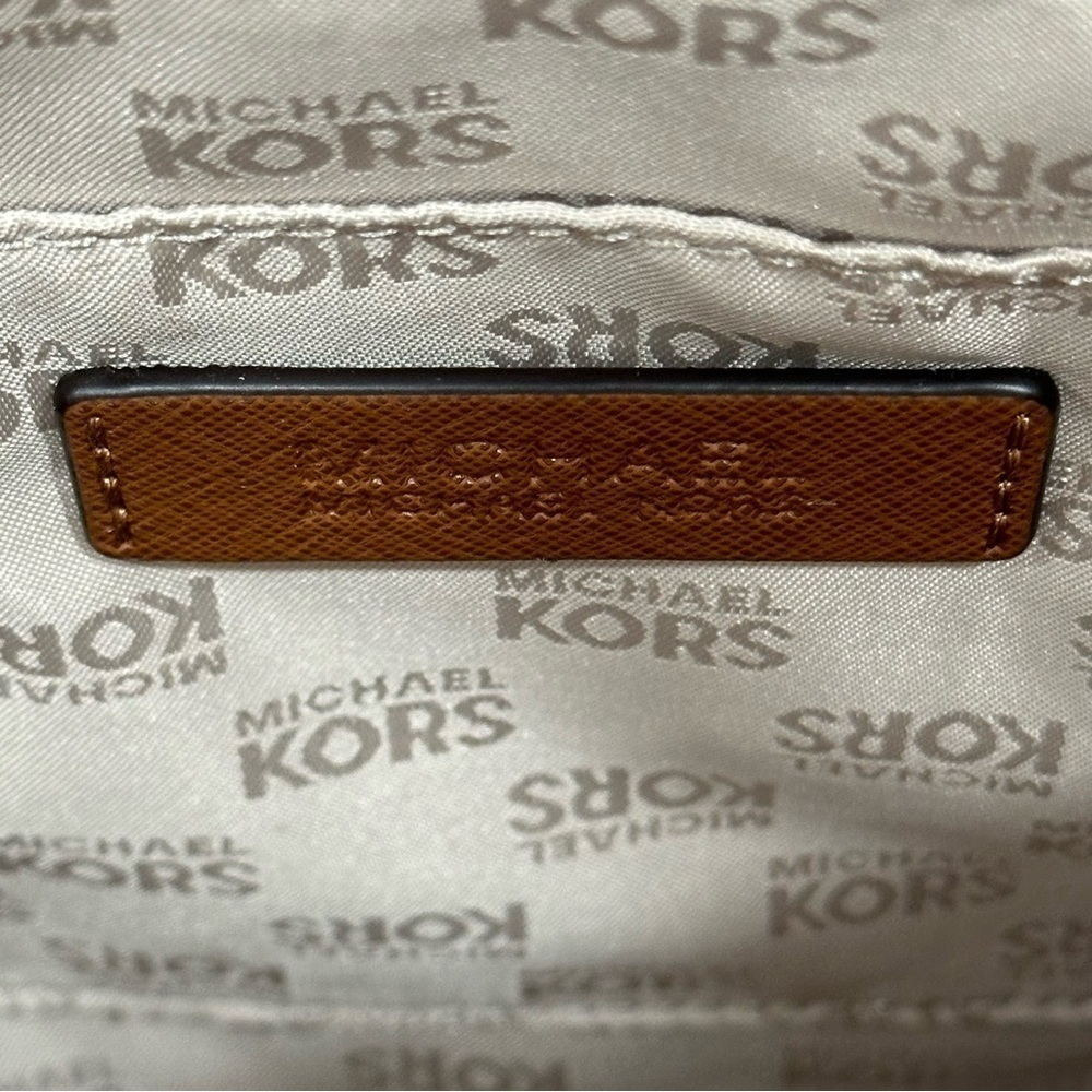 Michael Kors MK Tote Bag Jet Set Large Leather Pocket Color Luggage - Picture 11 of 16